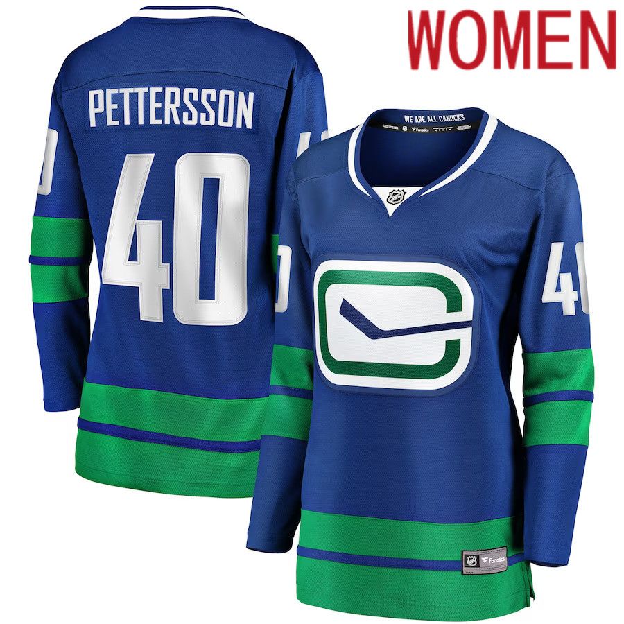 Women Vancouver Canucks #40 Elias Pettersson Fanatics Branded Royal Alternate Premier Breakaway Player NHL Jersey